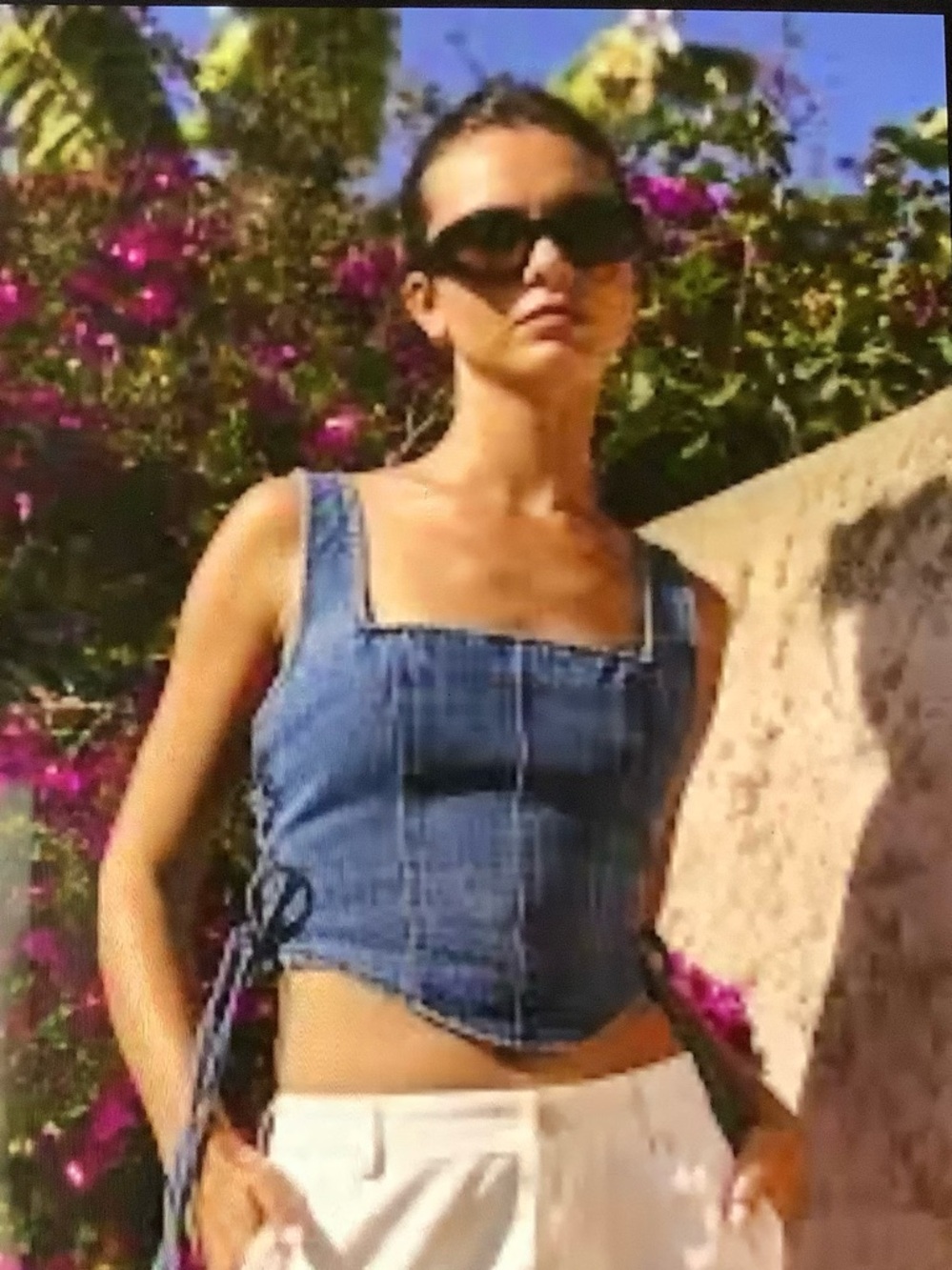 Altar'd State Light Blue Denim Lace-Up Corset Top